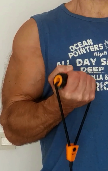 Men over 40 : bicep traing with resistance band